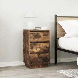 Berkfield Home Bedside Cabinet with LED Lights¬†Smoked Oak 38x34x65 cm - Size: 38 x 34 x 65 cm - thumbnail 4