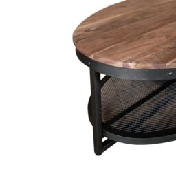 EONLION Good Looking Coffee Table with Metal Shelf Heavy Duty Durable in Beige - thumbnail 4