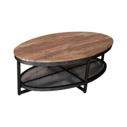 EONLION Good Looking Coffee Table with Metal Shelf Heavy Duty Durable in Beige - thumbnail 1