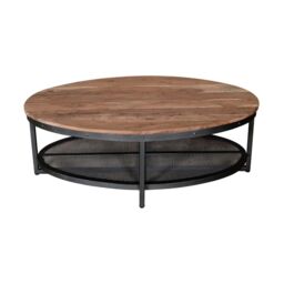 EONLION Good Looking Coffee Table with Metal Shelf Heavy Duty Durable in Beige - thumbnail 2