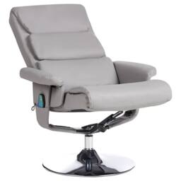 Wyld and Coco Matt Grey Faux Leather Recliner Armchair with Heated 5-Point Massage - thumbnail 5