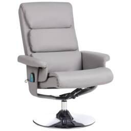 Wyld and Coco Matt Grey Faux Leather Recliner Armchair with Heated 5-Point Massage - thumbnail 4