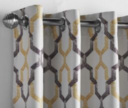 Luxury Living Geo Blackout Ring Top Curtains in Yellow - Size: 229 cm width x 274 cm drop - thumbnail 3