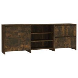 Berkfield Home 3 Piece Sideboard Smoked Oak Engineered Wood in Brown - thumbnail 2