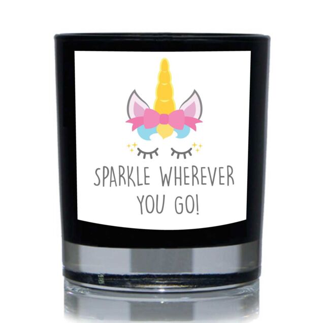60 SECOND MAKEOVER Unicorn Sparkle Wherever You Go Funny 20cl Candle in Black