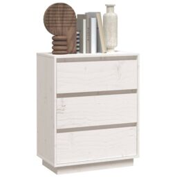 Berkfield Home Sideboard White 60x34x75 cm Solid Wood Pine - Size: 60 x 34 x 75 cm - thumbnail 4