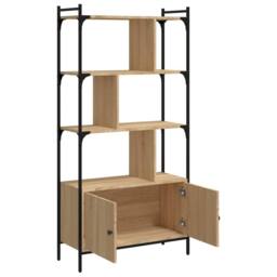 Berkfield Home Bookcase with Doors Sonoma Oak 76.5x30x154.5 cm Engineered Wood in Light Tan - thumbnail 4