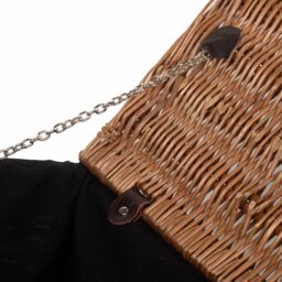 Red Hamper Wicker 51cm Double Steamed Picnic Basket with Cotton Lining in Black - thumbnail 5