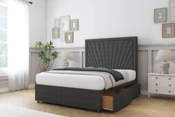 "Comfort Beds Kensington Dumfries Divan Base 2 Drawers - 26"" Headboard in Dark Grey - Size: Super King"