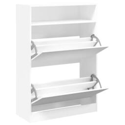 Berkfield Home Shoe Cabinet with 2 Flip-Drawers White 80x34x116 cm - Size: 80 x 34 x 116 cm - thumbnail 5