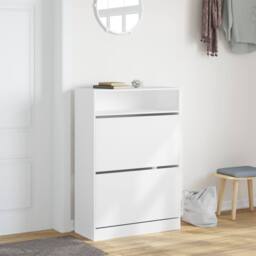 Berkfield Home Shoe Cabinet with 2 Flip-Drawers White 80x34x116 cm - Size: 80 x 34 x 116 cm - thumbnail 1