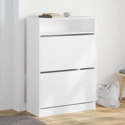 Berkfield Home Shoe Cabinet with 2 Flip-Drawers White 80x34x116 cm - Size: 80 x 34 x 116 cm - thumbnail 2