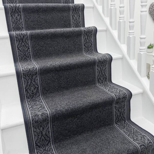 runrug Stair Runner Carpet - Durable, Non-Slip, 5.4mm - 'St Tropez' in Dark Grey - Size: 100 cm x 660 cm
