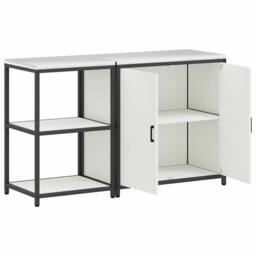 Berkfield Home Modern with Shelf with Storage with Door Adjustable 2 pcs Rusty W in White - thumbnail 8