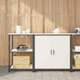 Berkfield Home Modern with Shelf with Storage with Door Adjustable 2 pcs Rusty W in White - thumbnail 2