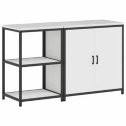 Berkfield Home Modern with Shelf with Storage with Door Adjustable 2 pcs Rusty W in White - thumbnail 3