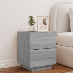 Berkfield Home Bedside Cabinet with LED Lights Grey Sonoma Engineered Wood - thumbnail 4