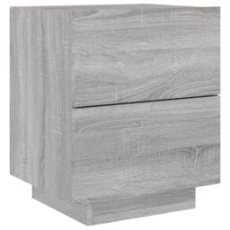Berkfield Home Bedside Cabinet with LED Lights Grey Sonoma Engineered Wood - thumbnail 3