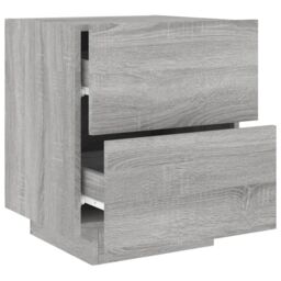 Berkfield Home Bedside Cabinet with LED Lights Grey Sonoma Engineered Wood - thumbnail 6