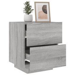 Berkfield Home Bedside Cabinet with LED Lights Grey Sonoma Engineered Wood - thumbnail 5