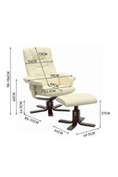 Living and Home PU Leather Swivel Chair Recliner Armchair With Footstool in Beige - thumbnail 6
