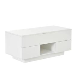 BTM Lift Top Coffee Table LED Drawers High Gloss Sofa Side Table in White - thumbnail 7