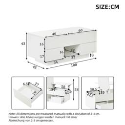 BTM Lift Top Coffee Table LED Drawers High Gloss Sofa Side Table in White - thumbnail 5