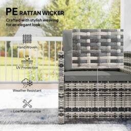 OUTSUNNY Rattan Garden Furniture Bistro Set with Cushion in Grey - thumbnail 5