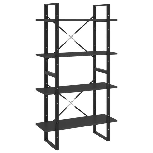 Berkfield Home 4-Tier Book Cabinet Grey 80x30x140 cm Engineered Wood in Black - Size: 80 x 30 x 140 cm - image 1