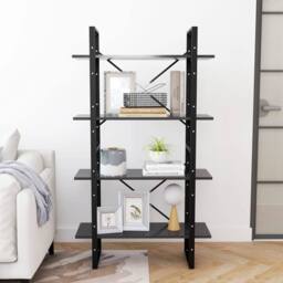 Berkfield Home 4-Tier Book Cabinet Grey 80x30x140 cm Engineered Wood in Black - Size: 80 x 30 x 140 cm - thumbnail 3