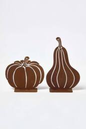 Homescapes Steel Pumpkin & Squash Garden Ornaments, Set of 2 in Brown