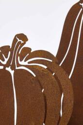 Homescapes Steel Pumpkin & Squash Garden Ornaments, Set of 2 in Brown - thumbnail 4