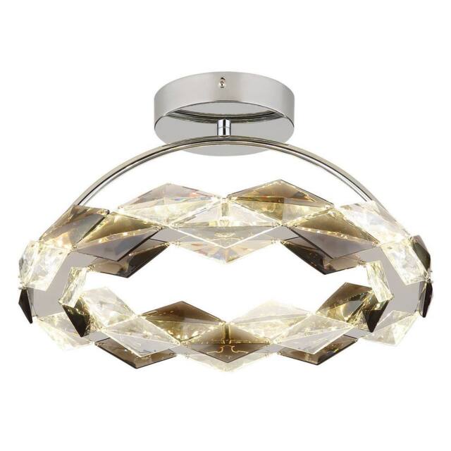 Netlighting Karilion Integrated LED Semi Flush Ceiling Light Chrome LED 4000K in Grey - image 1