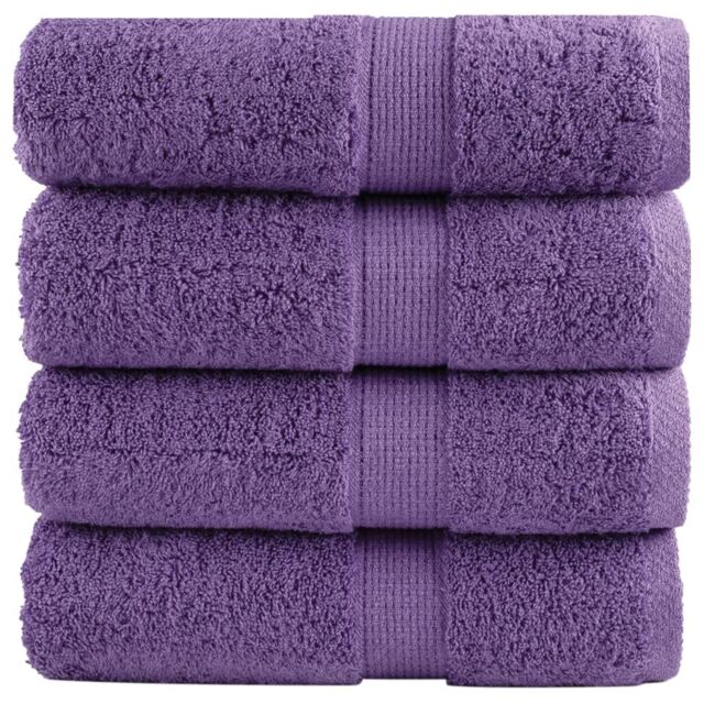 Berkfield Home Premium Soap Towels SOLUND 4 pcs Purple 30x30 cm 600 gsm - image 1