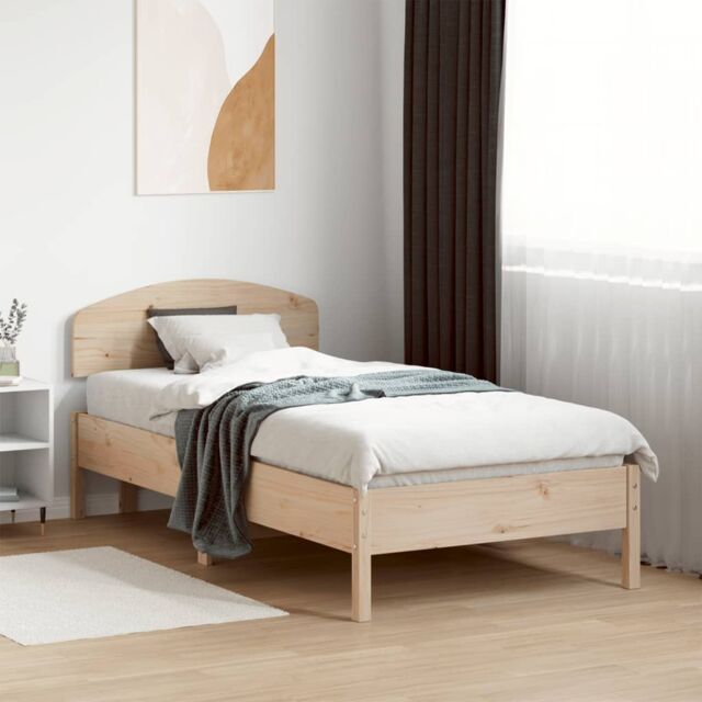 Berkfield Home Bed Frame without Mattress 75x190 cm Small Single Solid Wood Pine in Brown - image 1