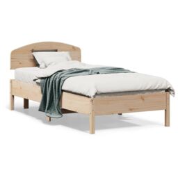 Berkfield Home Bed Frame without Mattress 75x190 cm Small Single Solid Wood Pine in Brown - thumbnail 2