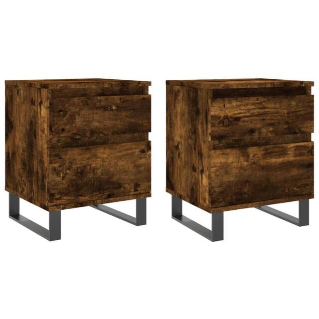 Berkfield Home Bedside Cabinets 2 pcs Smoked Oak 40x35x50 cm Engineered Wood in Brown - Size: 40 x 35 x 50 cm - image 1