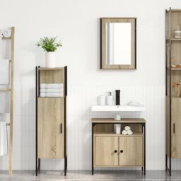 Berkfield Home 3 Piece Bathroom Furniture Set Sonoma Oak Engineered Wood in Beige - thumbnail 4