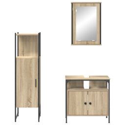 Berkfield Home 3 Piece Bathroom Furniture Set Sonoma Oak Engineered Wood in Beige - thumbnail 8