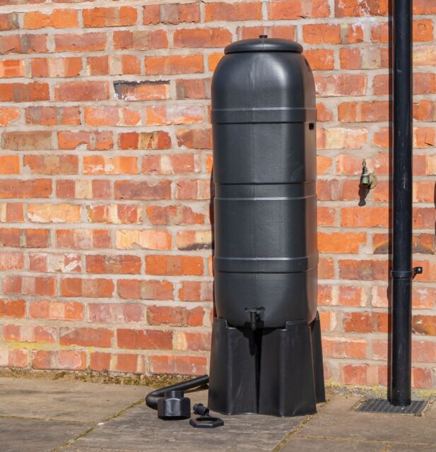 Samuel Alexander Strata 100 Litre Slimline Garden Water Butt with Filter Kit & Stand in Black - image 1