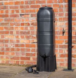 Samuel Alexander Strata 100 Litre Slimline Garden Water Butt with Filter Kit & Stand in Black