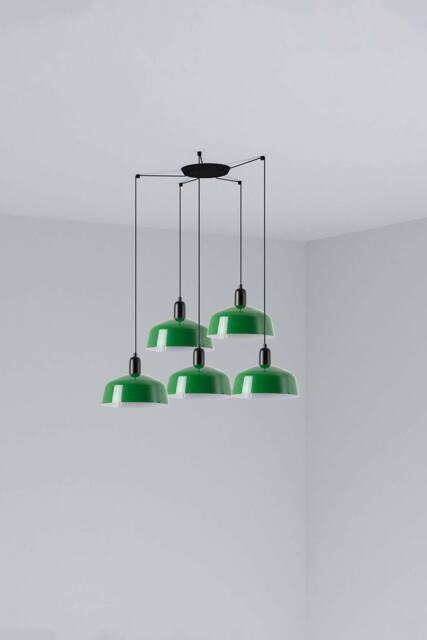 Netlighting Tatawin Medium Cluster Pendant Black Gloss Green 5x E27
