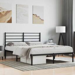 Berkfield Home Metal Bed Frame with Headboard Black 120x200 cm - Size: Small Double - thumbnail 4