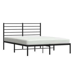 Berkfield Home Metal Bed Frame with Headboard Black 120x200 cm - Size: Small Double - thumbnail 5