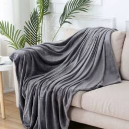 Havendro Dark Grey 150 x 200 cm Soft Fleece Blanket Faux Fur Reversible - Size: 150 cm × 200 cm - thumbnail 3
