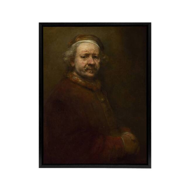 "Artery8 Self Portrait at the Age of 63 Rembrandt Framed Canvas Wall Art Print in Brown - Size: W12"" x H16""" - image 1