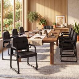 Gymax Guest Chairs Set of 2, Leather Office Reception Chairs, Black - thumbnail 4
