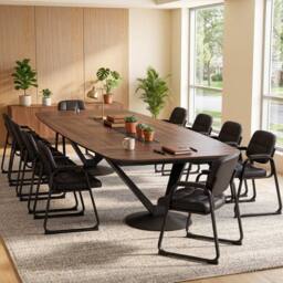 Gymax Guest Chairs Set of 2, Leather Office Reception Chairs, Black - thumbnail 5