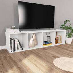 Berkfield Home Book Cabinet/TV Cabinet White 36x30x143 cm Engineered Wood - Size: 36 x 30 x 143 cm - thumbnail 6