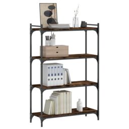 Berkfield Home Bookcase 4-Tier Smoked Oak 80x30x120 cm Engineered Wood in Brown - Size: 80 x 30 x 120 cm - thumbnail 3
